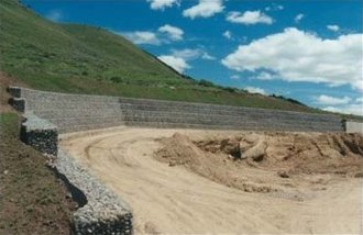 Stabilisation of earth movement - gabions