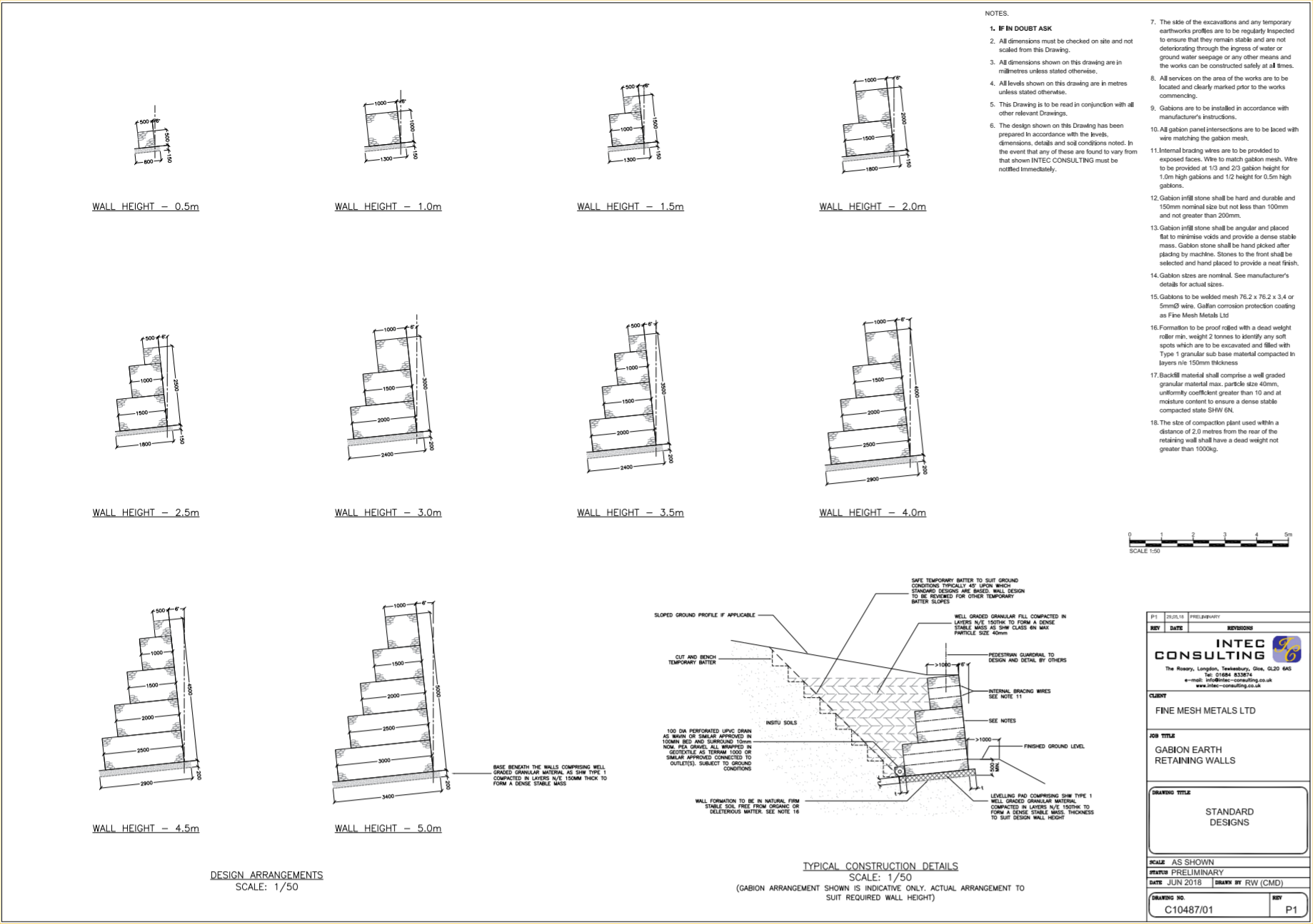 Gabion Wall Design Spreadsheet